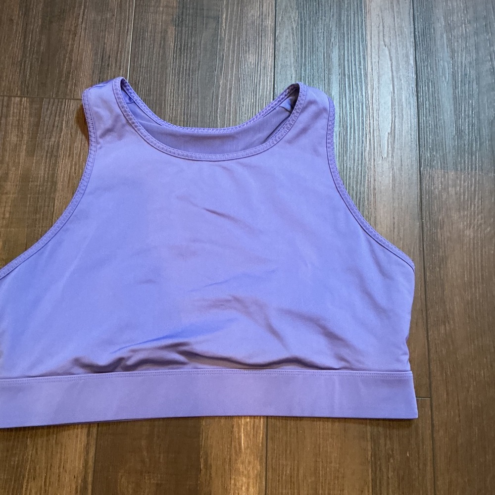 Fabletics High Neck Mesh Racerback Sports Bra Purple Strappy Activewear XL Gym
